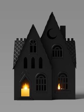 10" Large Lit Metal Black House Halloween  - Hyde & EEK! Boutique